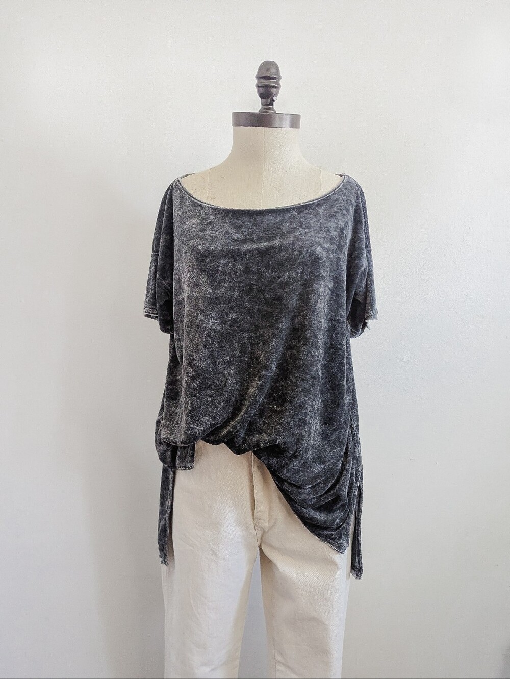 Free People Velour Tunic Tee in Grey
